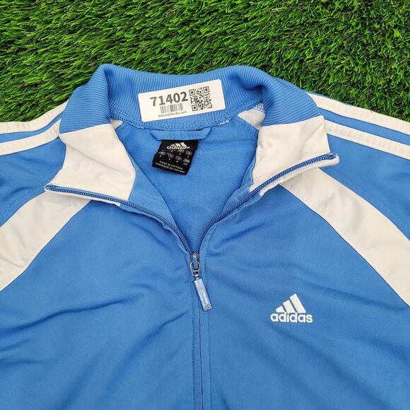 ADIDAS Track Jacket Small 19x27 Blue White Trim Trefoil - Picture 12 of 15